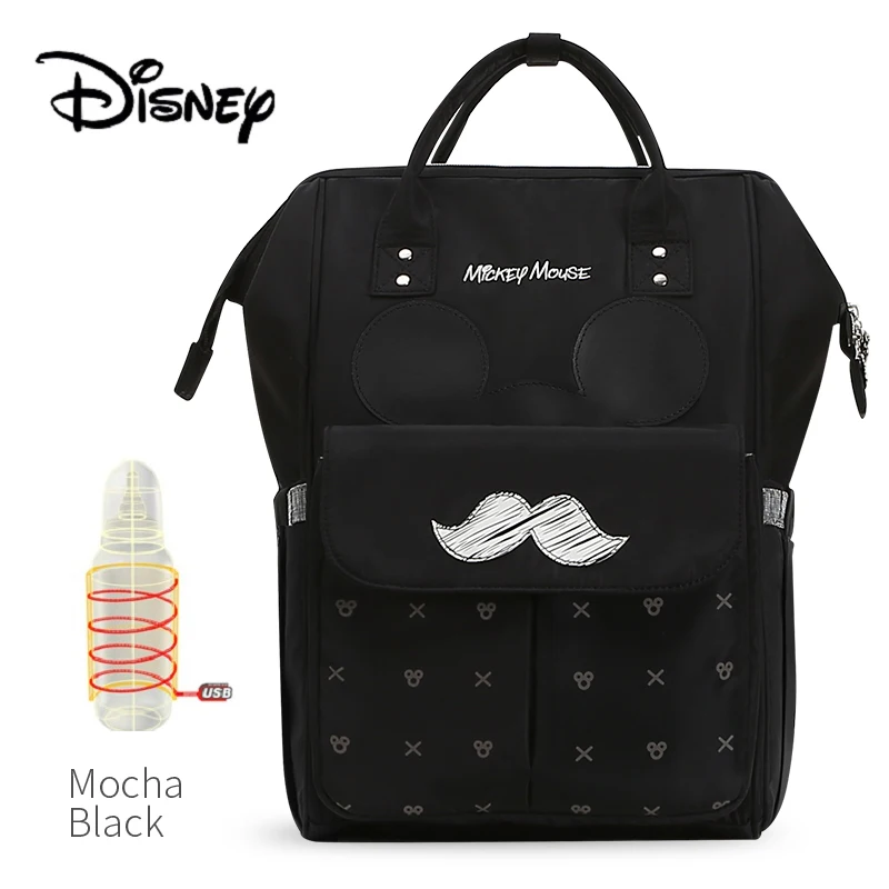 

Disney USB Bottle Feeding Travel Backpack Baby Bags For Mom Storage Bag Mummy Bags Mocha Cute Waterproof Diaper Bags