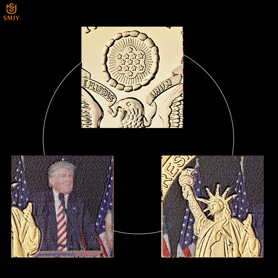 45-й президент США Дональд Трамп и первая леди Позолоченные знаменитые сувенирные
