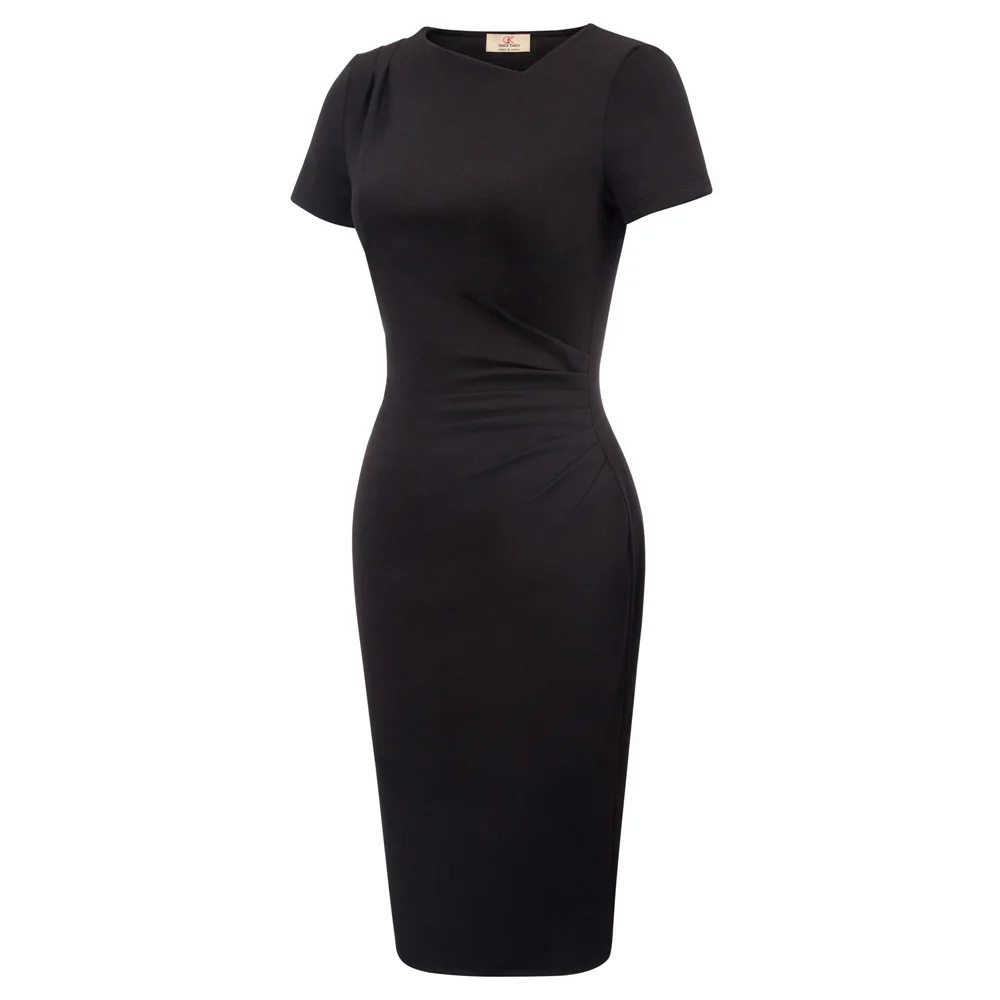 Женское облегающее платье карандаш Gk с асимметричным вырезом и бедра летние