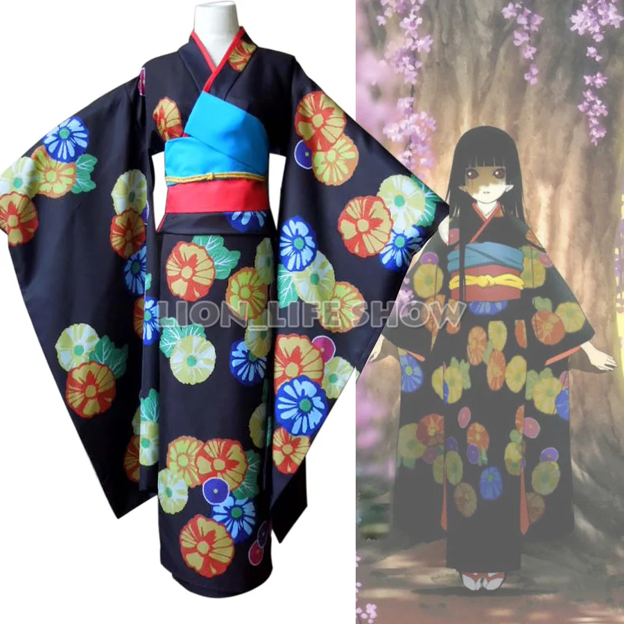 Кимоно для косплея с цветочным принтом из м/ф Хелл девочка|kimono cosplay|cosplay costumejigoku