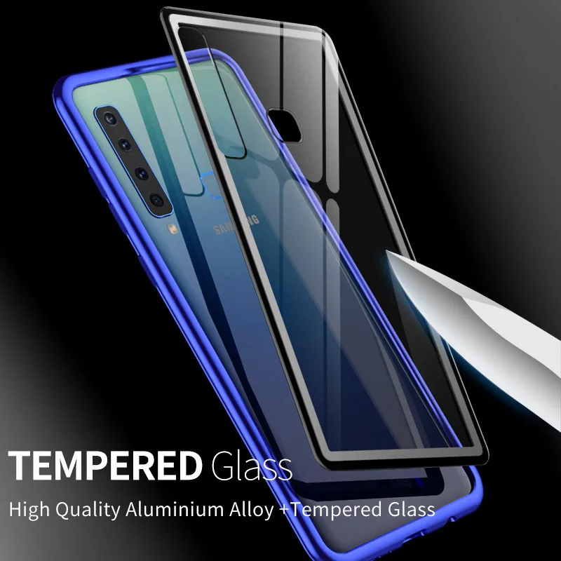 Для samsung A9 2018 A920 металлический бампер рамка с закаленного Стекло для задней