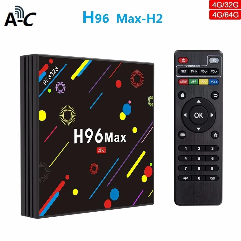 H96 Max H2 Smart Android 7 1 Tv Box 4 Гб DDR3 32 ГБ 64 ПЗУ Rk3328 Декодер каналов кабельного телевидения