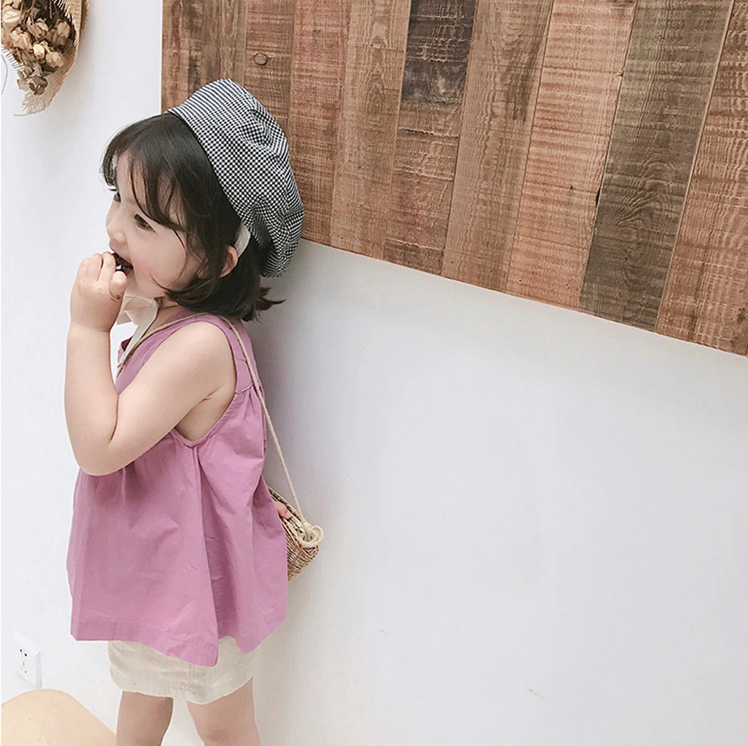 Baby Girl Sleeveless Dress Children Spring Cotton Linen Vintage Loose Shirt Dresses Quality Kids Blouse Summer Clothes | Мать и ребенок