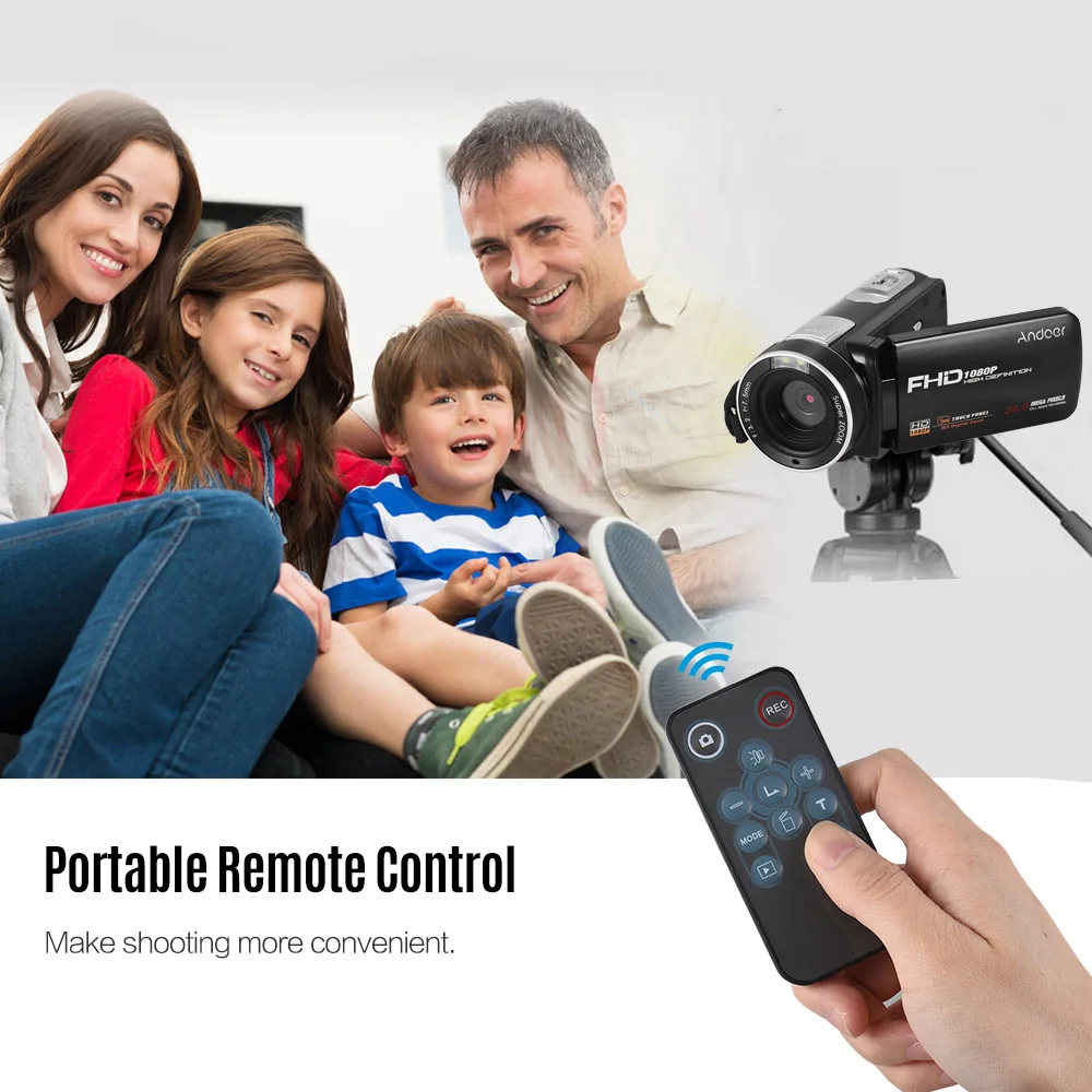 Портативная Цифровая видеокамера Andoer FHD 1080P регистратор DV + штатив для камеры Weifeng