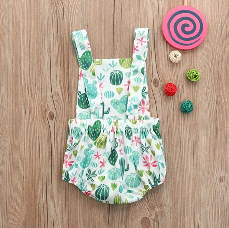 Summer Toddler Baby cactus Floral Print Vest Sleeveless Backless Romper Jumpsuit Bebek giyim roupa infantil menina | Детская одежда и