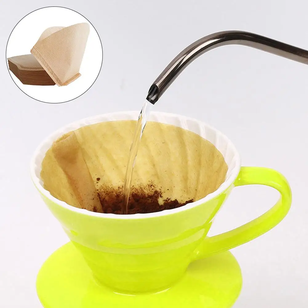 40Pcs Fan-shaped Hand Drip Brew Coffee Filter Home Office Travel DIY Cafe Paper Filters |