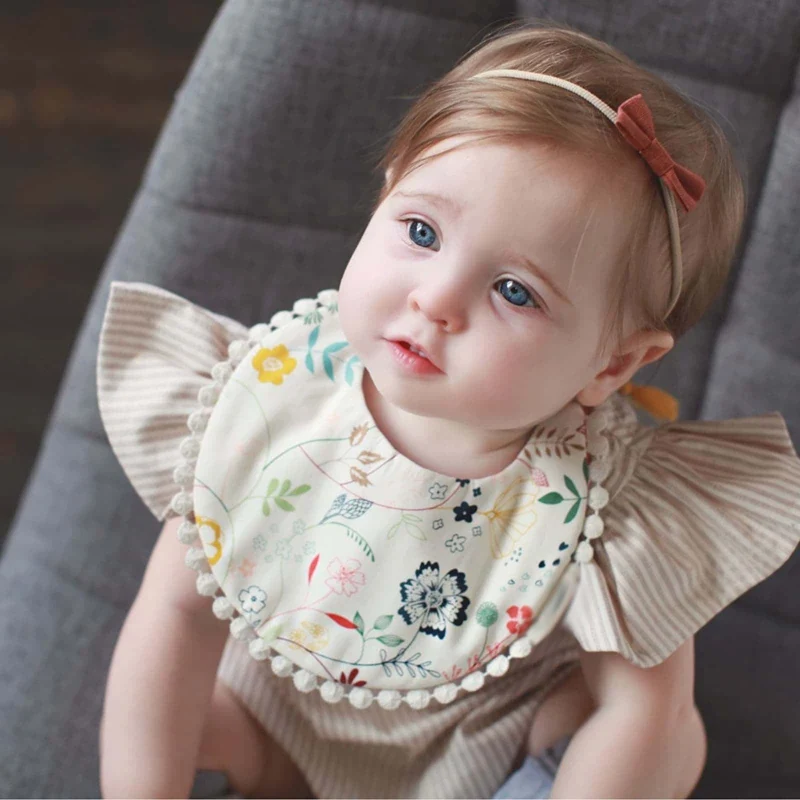 

1PC Newborn Baby Bibs Waterproof Saliva Towel Burp Cloth Floral Print Feeding Both Sides Available Baby Toys for 0-12 months