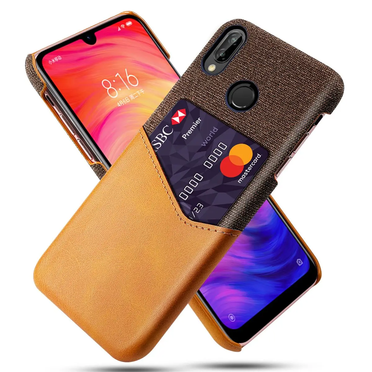 Двухцветный комбинированный чехол для телефона Xiaomi Redmi Note 7 из искусственной кожи