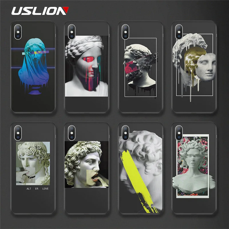 Чехол для телефона USLION с абстрактным изображением скульптуры iPhone X XS XR Xs Max мягкие