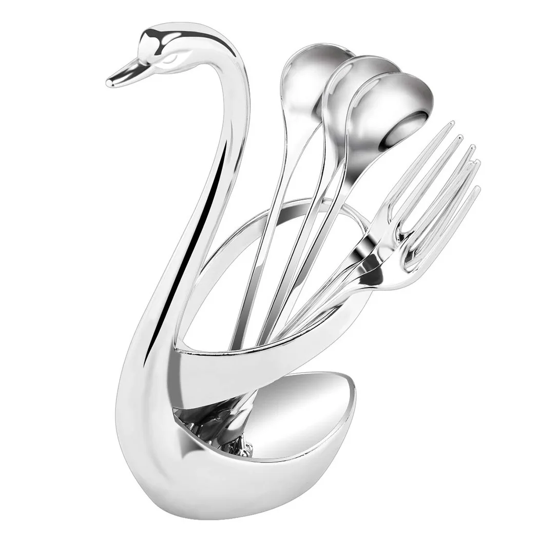 

Набор столовых приборов из нержавеющей стали, экологически чистые нетоксичные, сиденье лебедь, основание + цинковый сплав, 3 вилки