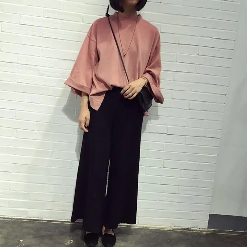 Korean Version Casual Sweet tops Loose Comfortable Cotton Solid Color pullover Round Neck One Size Spring Summer Autumn | Женская одежда