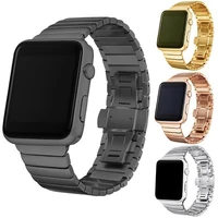 luxury stainless steel link bracelet band for apple watch series se 6 5 4 3 1 2 iwatch 44mm 40mm 38mm steel strap 42mm adapters