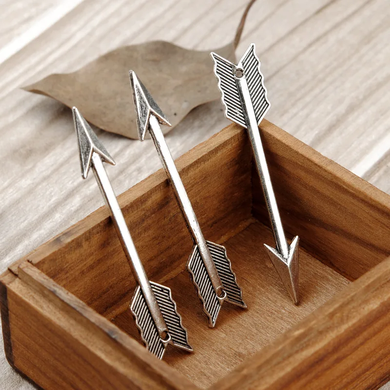 

70pcs Exquisite arrow Charms 62*11MM Pendant Antique silver earring bracelet necklace Handmade accessories craft Jewelry Making