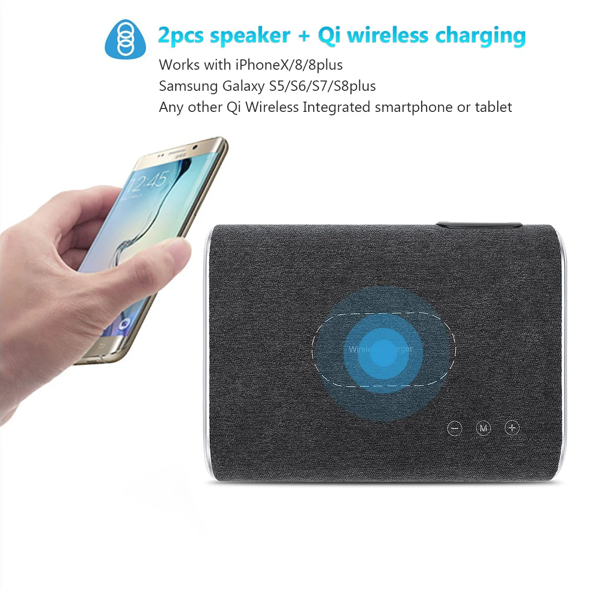 Excelvan F176 Беспроводное зарядное устройство с 20 Вт Bluetooth спикер Поддержка AUX/USB