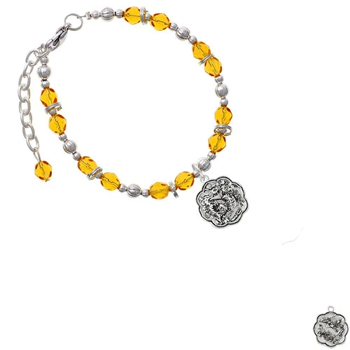 Silvertone Дракон и Феникс медальон желтое массивное украшение на шею браслет| |