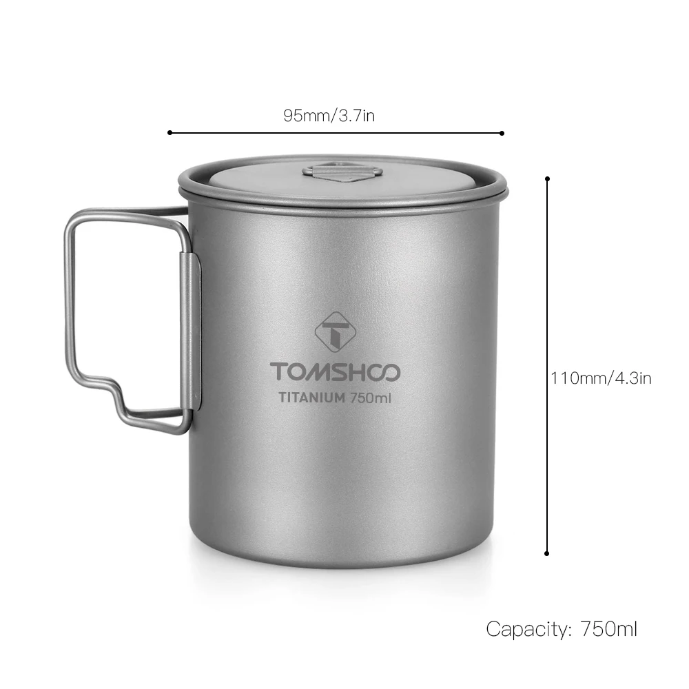 Кастрюля TOMSHOO 750 из титана чашка для воды кружка с крышкой и складной ручкой