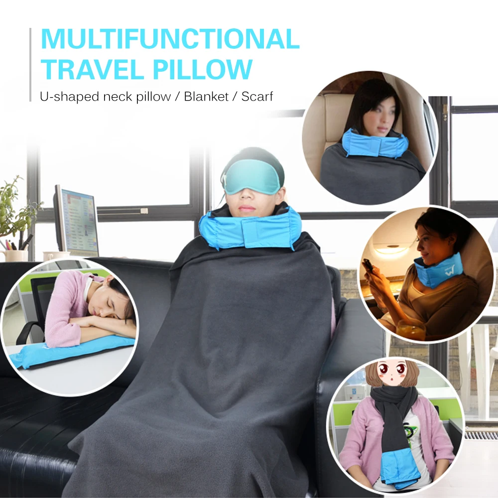 Портативный 3 в 1 подушка для путешествий шеи Подушка многофункциональная шарф