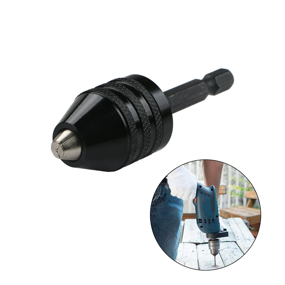 Drill Chuck Universal 1/4 Inch Hex Shank Keyless Impact Quick Change Adapter Converter 0.3-8mm black Easily locks | Инструменты