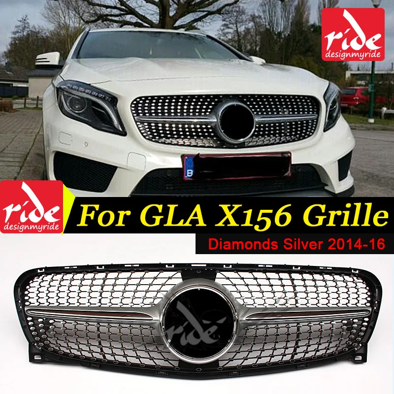 X156 Алмазная Передняя решетка ABS серебро Подходит для merceesmb GLA-Class GLA180 GLA200 GLA250 сетка