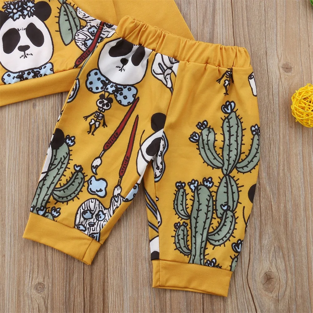 Pudcoco New Brand 2Pcs Toddler Baby Boys Girls Panda Hooded Tops Pants Outfit Set | Детская одежда и обувь
