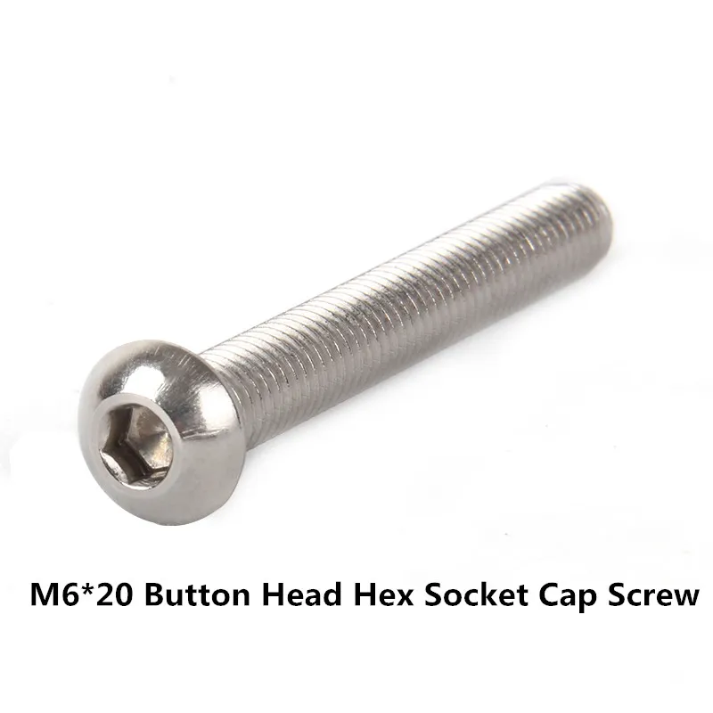 

2021 Direct Selling Wood Screws 100pcs M6*20 Iso7380 Button Head Hex Socket Cap Screw, A2 Stainless Steel 304 Round Allen Bolt