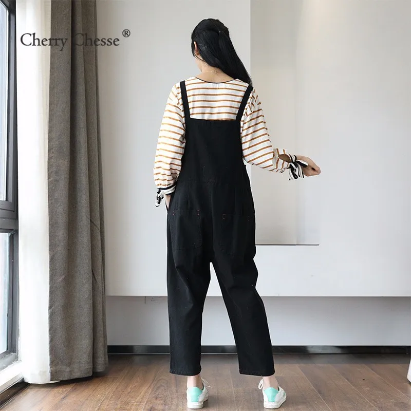 Cherry Chesse Harajuku для женщин комбинезоны девочек ремень карман твердые ботильоны