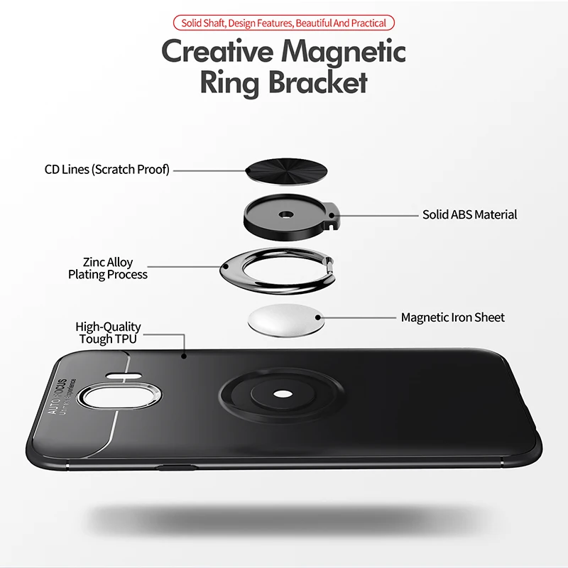 TOXCOT для samsung Galaxy J2 Core кейс держатель колец Мягкая силиконовая задняя крышка SM-J260F