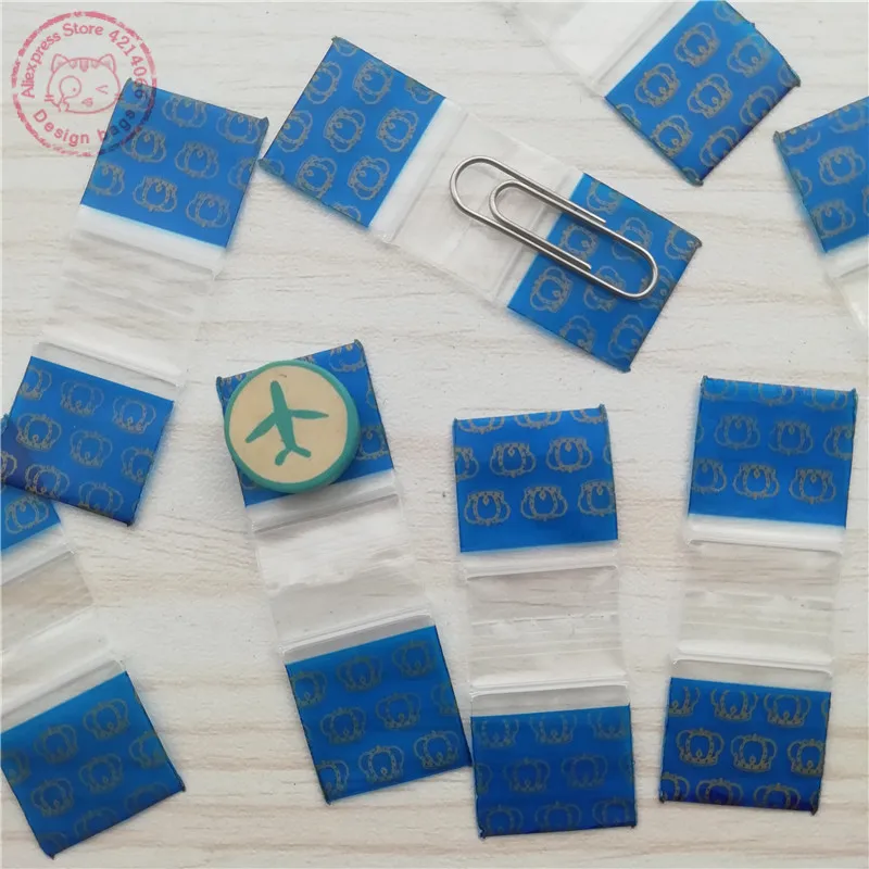Маленькие пакеты на молнии 3/4 &quotX 3/4&quot 100 шт. маленькие пластиковые с принтом