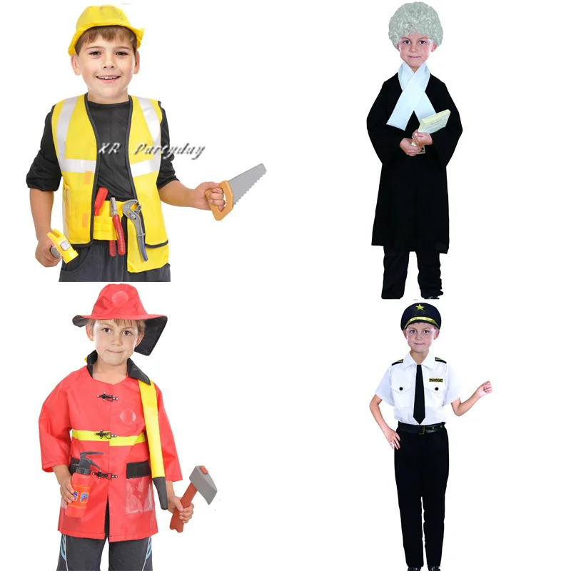 New Kids Boys Police Lawyer Firemen Doctor Cosplay Costume Children Role Play Costumes Halloween Party Dress Supplies|Костюмы для