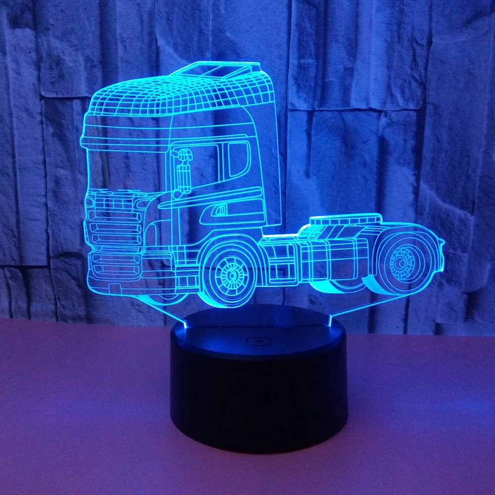 3D сенсорный ночник в виде грузовика иллюзия USB цветная менясветодиодный лампа
