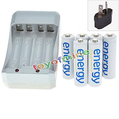 6x AA 3300mAh 1 2 V Ni-MH энергии белого цвета аккумуляторная батарея + зарядное устройство