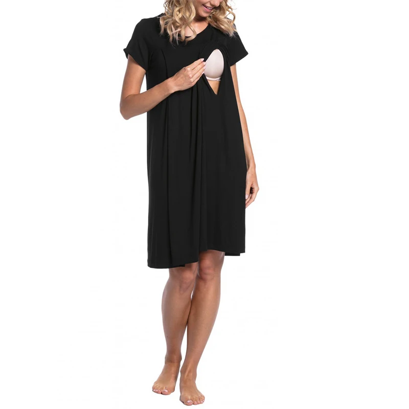 Casual pregnant women breastfeeding dress clothes solid ladies feeding women's dresses home service | Мать и ребенок