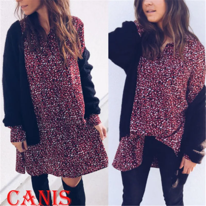 Женское пляжное летнее платье с V образным вырезом и длинным рукавом|Женские