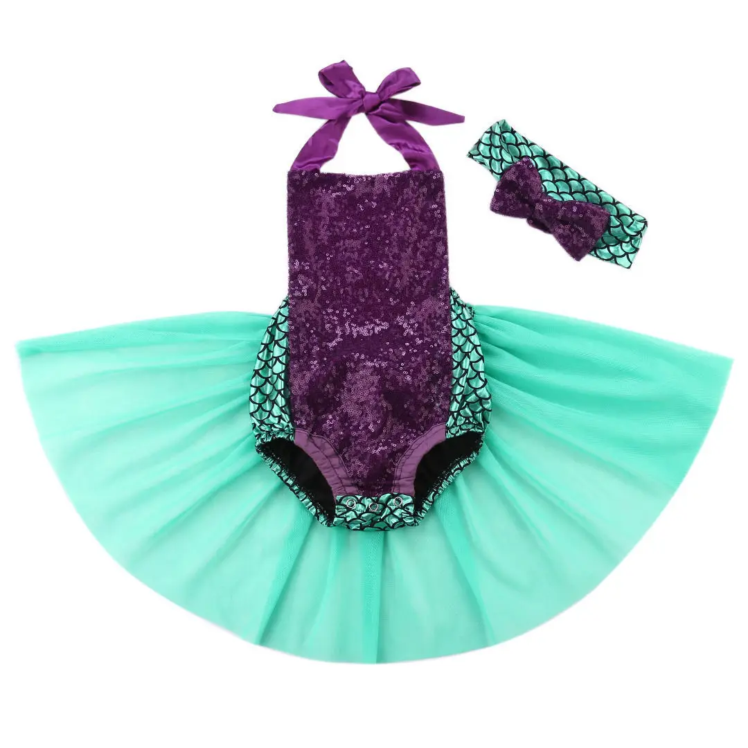 2 предмета боди с принтом русалки для новорожденных девочек платье из тюля Летний
