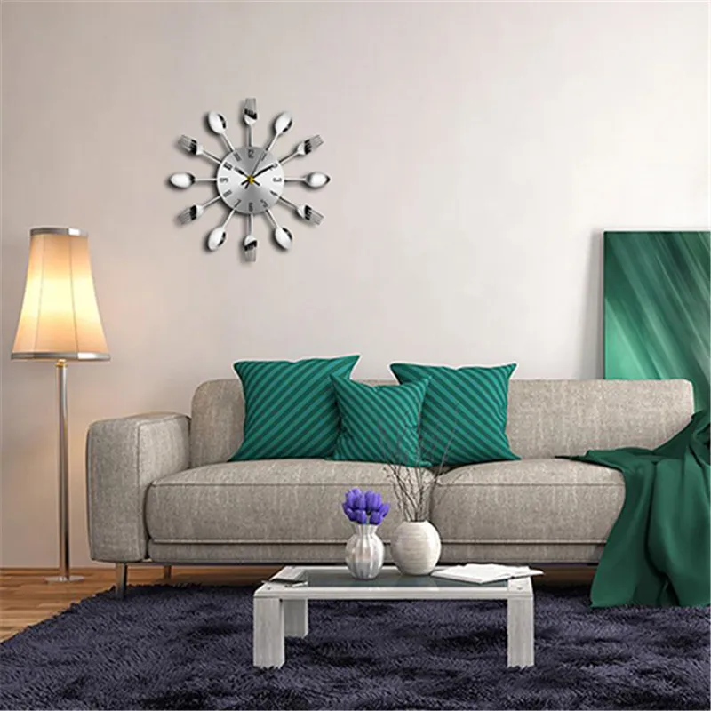 Настенные часы с металлическим ножом ложкой и вилкой кухонные креативный