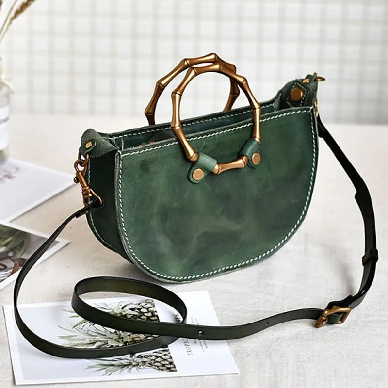 Винтаж дубления кожи полукруглый дизайнер Crossbody сумка для женщин 2019 кожа сумки на
