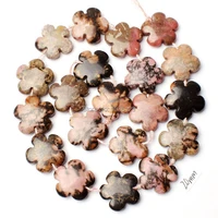 high quality 20mm natural rhodonite stone coin flowers shape diy gems loose beads strand 20pcs jewelry accessory w1324