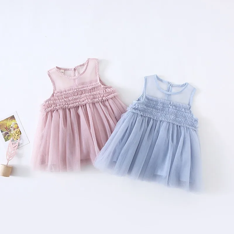 Ruched Toddler Dress Girls Sleeveless Pink Blue Patchwork Baby Dresses Girl Summer 2019 Ball Gown Sundress Birthday Party New | Детская
