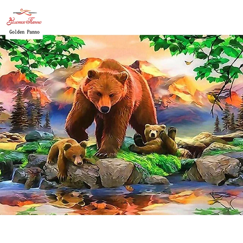 GOLDEN PANNO Diamond Painting Full Square 5D Diy Daimond Embroidery Diamant Mosaic Sale Displasy Broderie Diamant bear 12