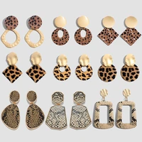 flatfoosie round resin dangle drop earrings for women fashion leopard print long acrylic punk earring christmas gifts jewelry