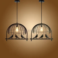 retro industrial e27 pendant lights iron bird cage aisle lamps nordic modern personality living room pendant lamps