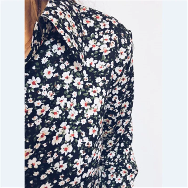 

Women Summer V Neck Blouses Vintage Floral Blouse Long Sleeve Shirt Women Camisas Femininas Female Tops Fashion Shirt