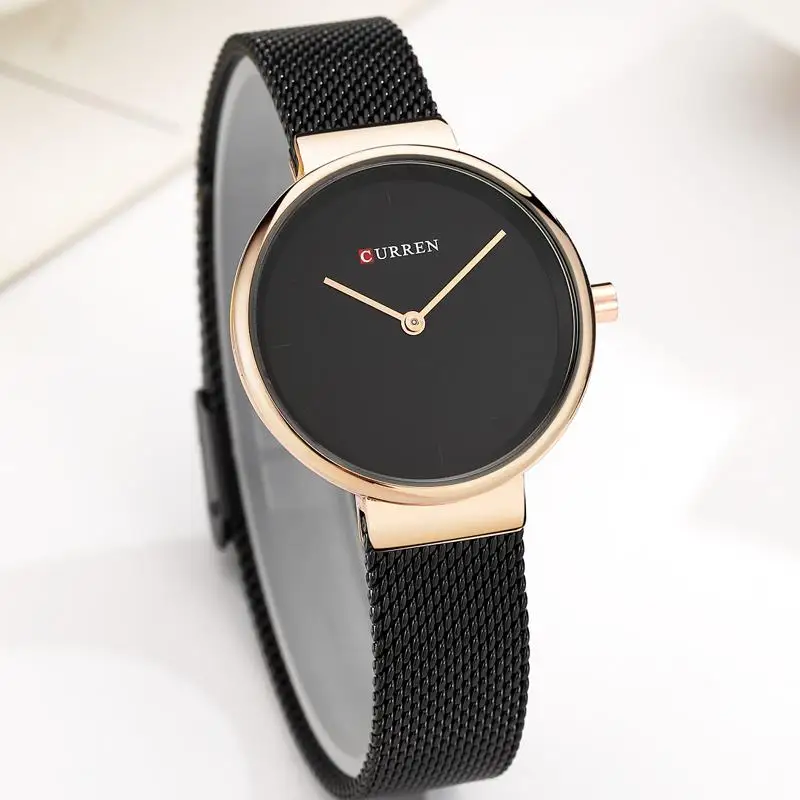 Relojes feminino Curren женские часы Лидирующий бренд роскошные золотые черные с сетчатым