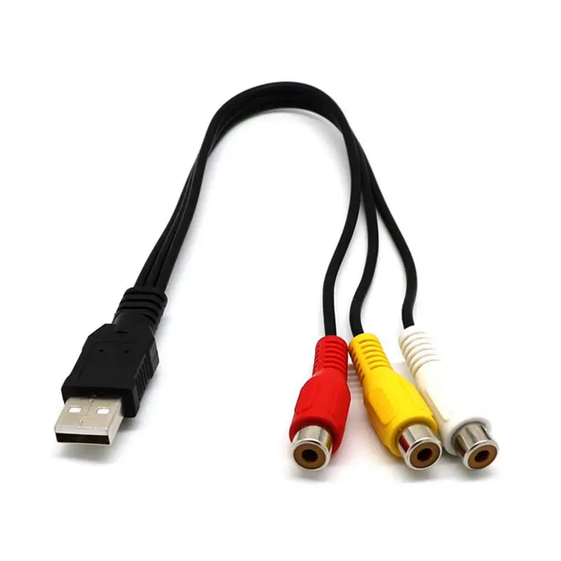 

USB Male to 3RCA RGB Female AV Audio Video Composite Cable Cord Adapter Converter Connector Component Lead RCA Cable