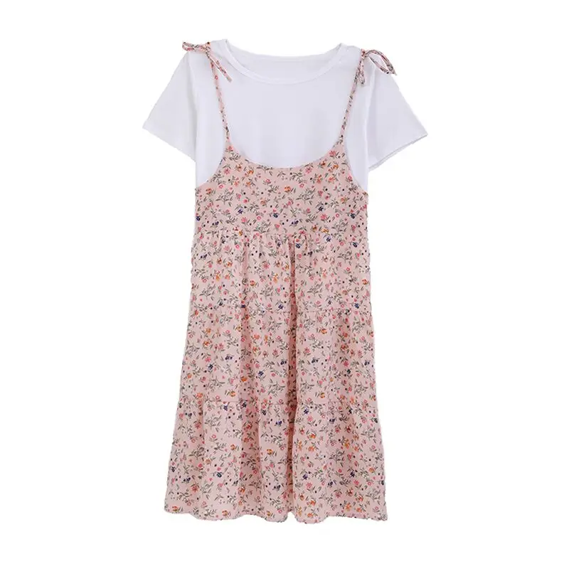 2020 pregnant women short sleeves summer dress suits sleeve cotton tees+strap floral chiffon twinset maternity set | Мать и ребенок