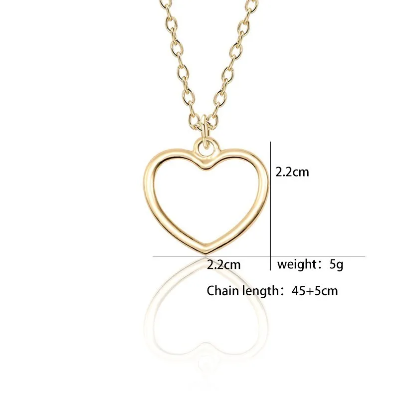 

Fashion Popular Minimalist Geometric Pendant DIY Hollow Alloy Love Heart Necklace Girl Children female Jewelry Gift Direct sales