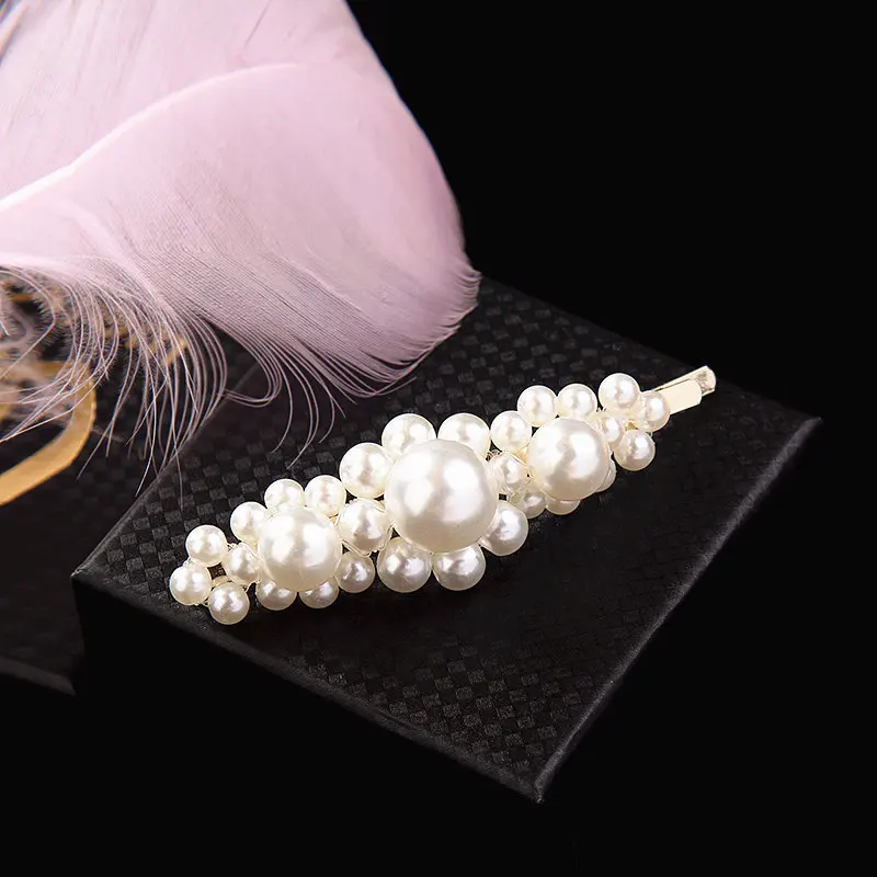 Fashion handmade Gold Color 1PC Pearl Imitation Hair Clip Snap Barrette Stick Hairpin Styling Accessories For Women Girls | Украшения и