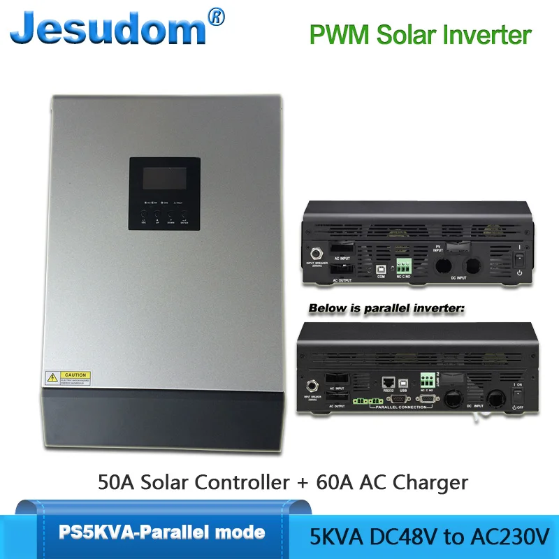 PWM солнечный инвертор 5000VA/4000W Встроенный 48V50A контроллер заряда с 60A AC зарядное