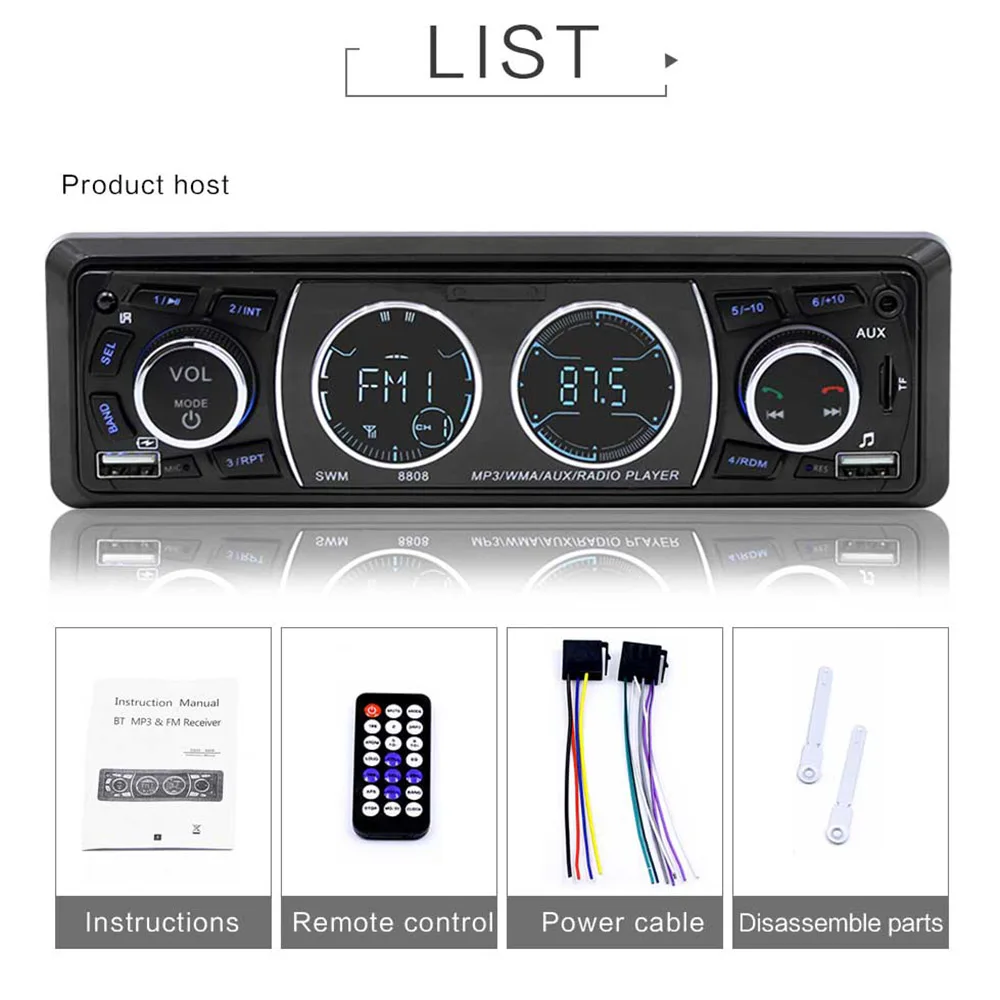 Автомобильный стерео аудио Радио MP3 плеер FM/SD/TF USB AUX вход один 1 Din