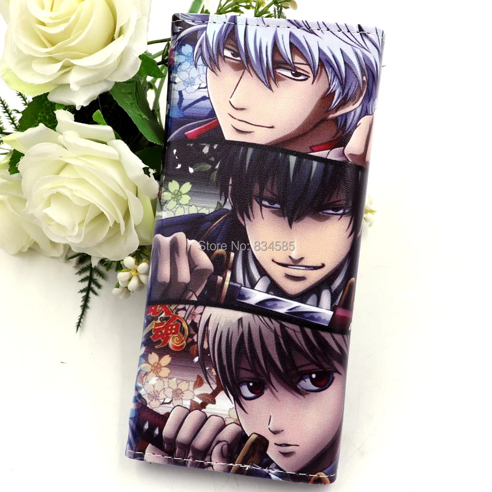 Длинный кошелек из искусственной кожи с аниме Gintama карманом для монет Саката